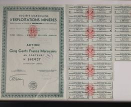Affiche ancienne "action exploitation minière marocaine