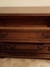 Chambre complète (lit, armoire, commode, chevet) en bois mas