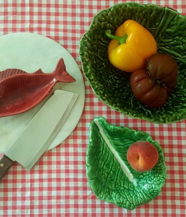 Plat en barbotine Feuille de choux