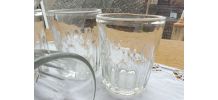 Servide 6 verres bullés anciens / pots confiture