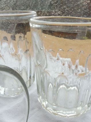 Servide 6 verres bullés anciens / pots confiture