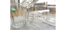 Servide 6 verres bullés anciens / pots confiture