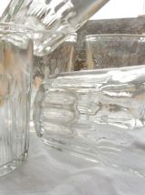 Servide 6 verres bullés anciens / pots confiture
