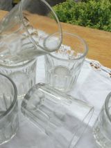 Servide 6 verres bullés anciens / pots confiture