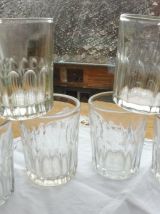Servide 6 verres bullés anciens / pots confiture