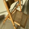 Chaise pliante en bois et rotin 