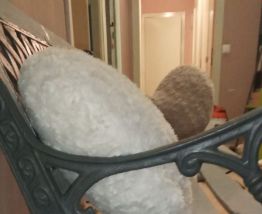 Ancien banc bois fer forgé 