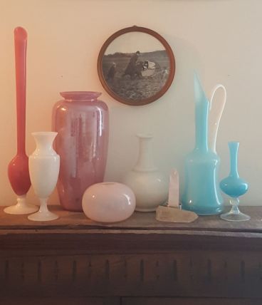 Soliflore en opaline blanche 