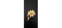 Broche tournesol vintage en métal doré 