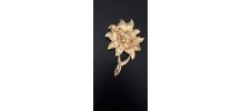 Broche tournesol vintage en métal doré 