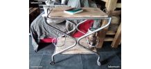 DESSERTE/CHARIOT VINTAGE METAL/BOIS SUR ROULETTES