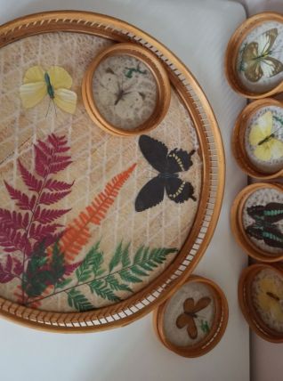 Plateau et dessous de verre  "Années 60"