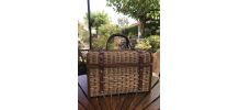 Panier voyage cuir et osier 