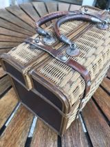 Panier voyage cuir et osier 