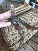 Panier voyage cuir et osier 