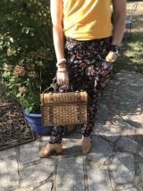 Panier voyage cuir et osier 