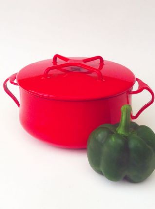 Soupière vintage émaillée rouge design | Dansk Kobenstyle