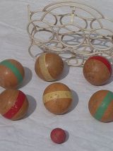 Jeu de  boules ancien en bois, vintage