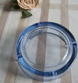Cendrier verre bleu transparent Vintage 70'S