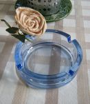 Cendrier verre bleu transparent Vintage 70'S