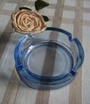 Cendrier verre bleu transparent Vintage 70'S