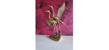 statuette couple d'oiseaux sur socle tout laiton