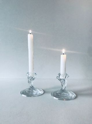 Paire de bougeoirs art déco en cristal