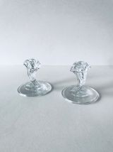Paire de bougeoirs art déco en cristal