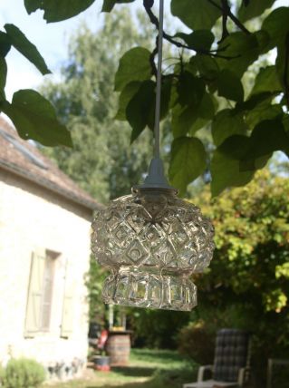 Suspension vintage  en verre moulé des années 60/70