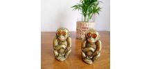 Lot de 2 singes en bronze doré 