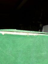 4 Chaises Vintage  1950 -Vert kaki, moleskine, bois être 