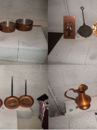 Cuivres (lot ou à l'unité) dont 1 gaufrier en fonte