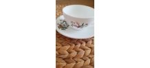 Lot de 2 tasses et soucoupes Arcopal  - Motif oiseaux faisan