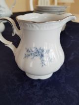 Service café porcelaineMitterteich numéroté blanc bleu 