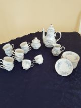 Service café porcelaineMitterteich numéroté blanc bleu 