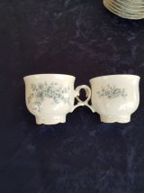Service café porcelaineMitterteich numéroté blanc bleu 