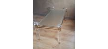  petite table basse  1970  or et verre et plexiglass 100x45x