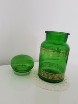 Bocal d'aphoticaire en verre vert et doré 