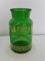 Bocal d'aphoticaire en verre vert et doré 