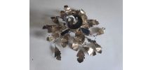 applique petites feuilles en métal doré 3 feux