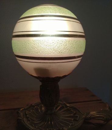 Lampe à poser vintage, pied bougeoir en bronze