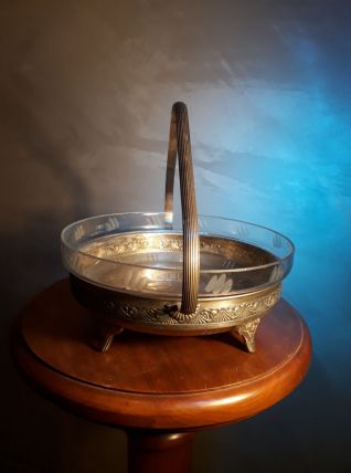 VIDE POCHE EN METAL ARGENTE  corbeille  avec sa coupole en v