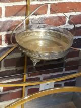 VIDE POCHE EN METAL ARGENTE  corbeille  avec sa coupole en v