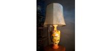 lampe chinoise belle deco fleurale  68x35 abat jour peau  na