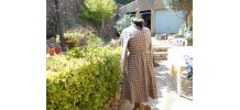 ROBE VINTAGE CARREAUX TBE MARRON CLAIR NOIR T S 