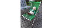 Chaise d'enfant vintage scoubidou vert et chrome