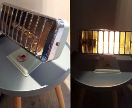 Ancien chauffage Thermor transformé en lampe