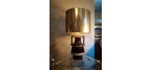  grande lampe amphore 1970s avec son abat jour en laiton mas