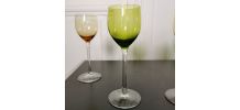 4 verres Roemer en cristal coloré