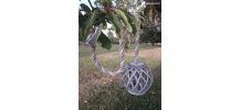 Suspension corde + boule osier